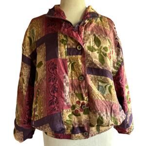 Vintage Windbreak Womens Size Medium Petite Floral Classic 90s Mom Wear